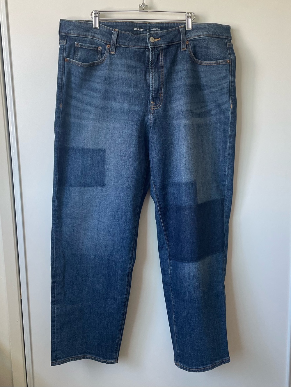 Old Navy Hi Rise Patchwork Denim Jeans - Medium Blue size 18